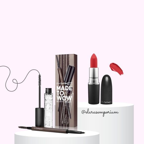 SOLD MAC Brow Made to WOW Set + Lipstick NWT - Picture 1 of 10